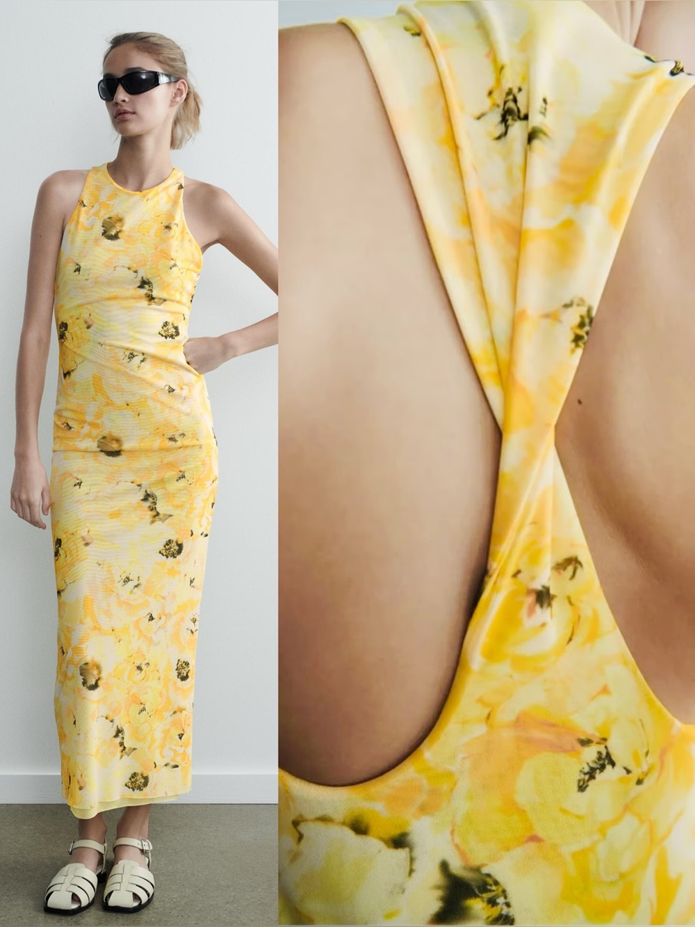 Zara Printed Yellow Dress - Floral Small